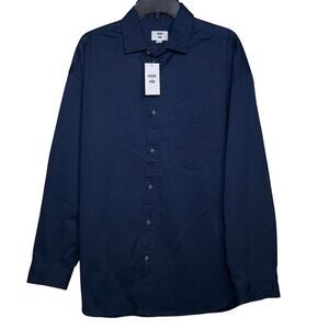 Mode of One Men's Relaxed-Fit Button-Down Twill Shirt blue M $60